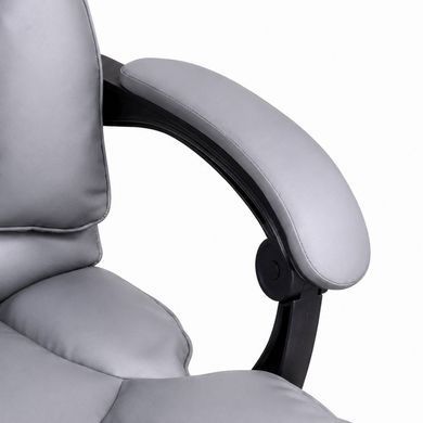 Офісне крісло з екошкіри Bonro Premium з підставкою для ніг сіре (B-366) (42401230)