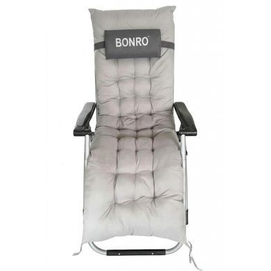 Шезлонг кресло садовый, туристический Bonro B-03 серый + подушка (42401165)