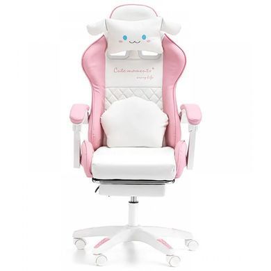 Детское геймерское кресло Bonro Kiddo с подставкой для ног розово-белое (B-368) (42401231)
