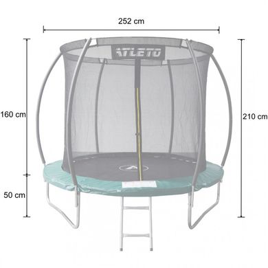 Батут дитячий 252 см з внутрішньою сіткою та драбинкою Atleto зелений (21000803)