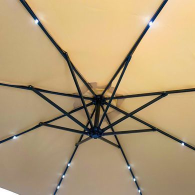 Парасоля садова з підсвіткою LED бежева Bonro B-7012LP 3м 8 спиць (42400512)