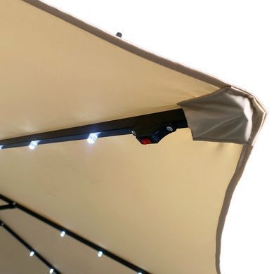 Парасоля садова з підсвіткою LED бежева Bonro B-7012LP 3м 8 спиць (42400512)