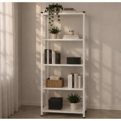 Стелаж металевий 170х75х30 см Siker P7530 білий 5 полиць (42401180)