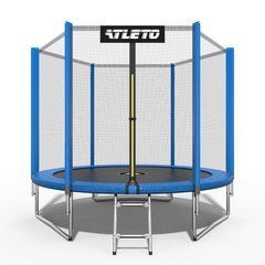 Батут детский с сеткой и стремянкой 312 см Atleto синий (42400471)