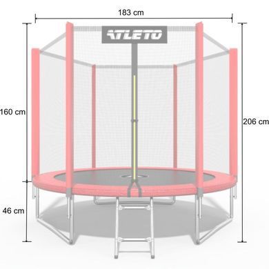 Батут детский с сеткой и стремянкой 183 см Atleto красный (42400497)