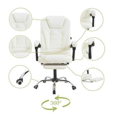 Кресло офисное на колесах Bonro BN-6071 белое с подставкой для ног (42400295)