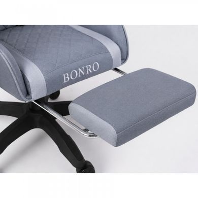 Компьютерное кресло из ткани Bonro Core B-702 с подставкой для ног серое (42401238)