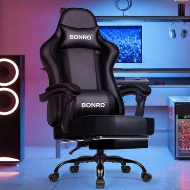 Кресло офисное с подставкой для ног Bonro B-059 черное (42412137)
