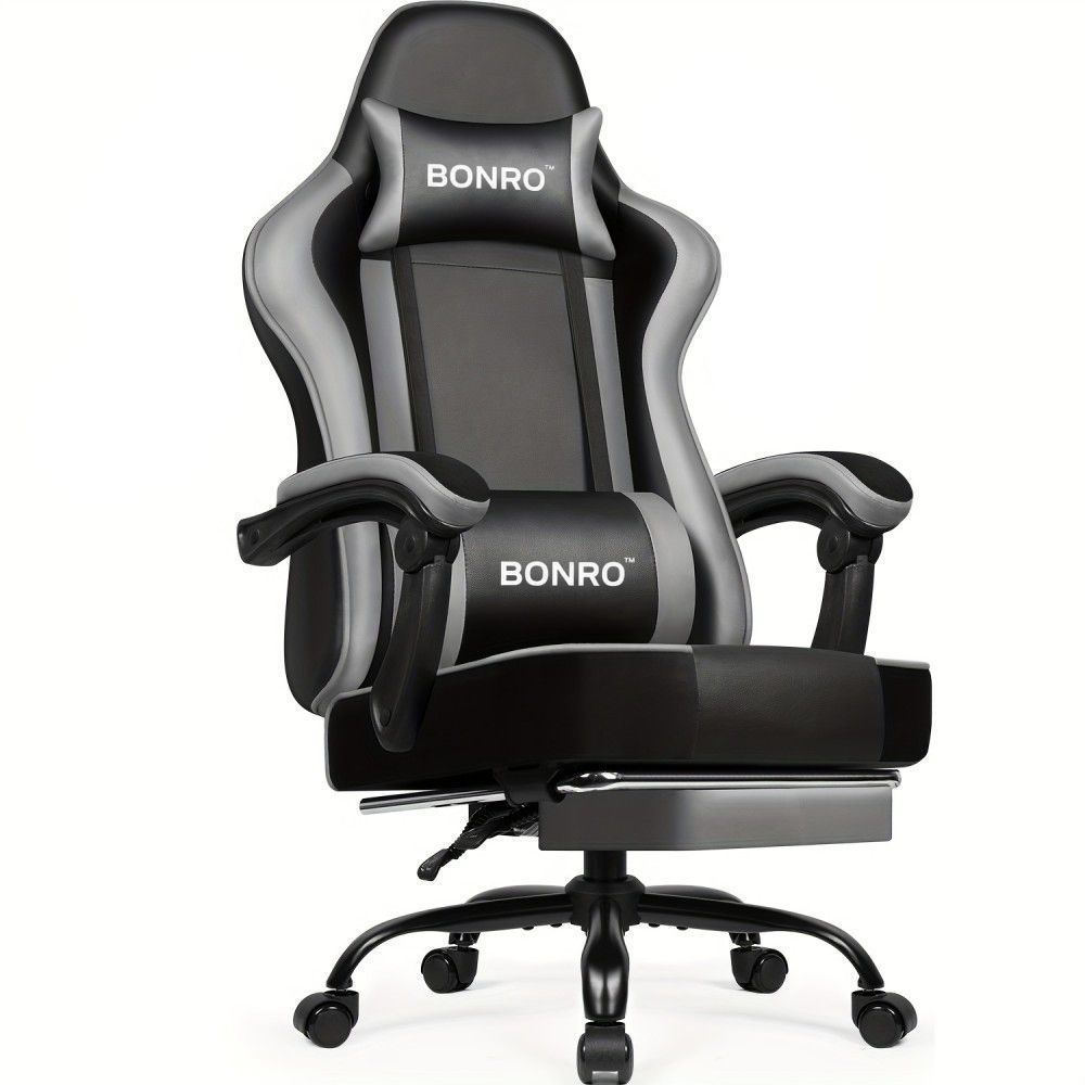 Крісло офісне з підставкою для ніг Bonro B-059 сіре (42412134)