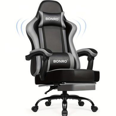 Кресло офисное с подставкой для ног Bonro B-059 серое (42412134)