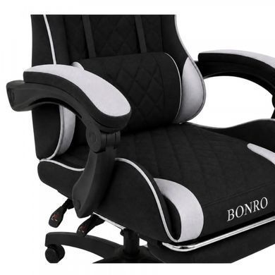 Комп'ютерне крісло із тканини Bonro Core B-702 з підставкою для ніг чорно-сіре (42401240)